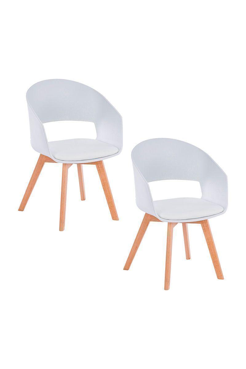 Pack 2 Sillas Comedor con Cojín Blanco-0