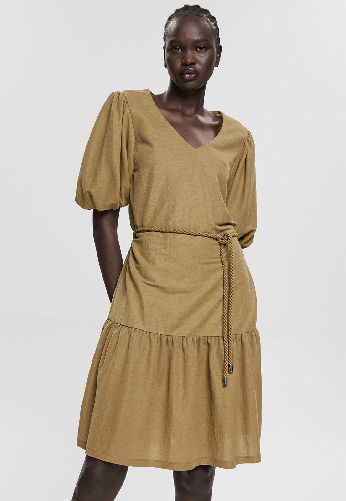 Vestido Con Mangas Abullonadas Esprit-0