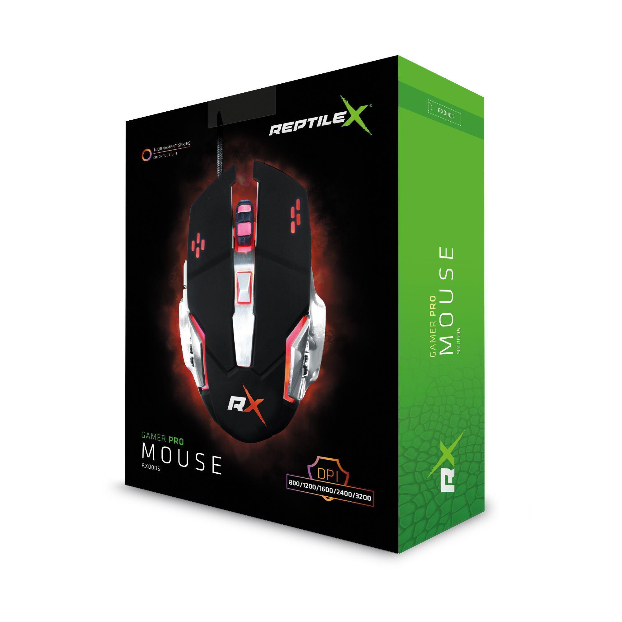 Mouse Gamer Retroiluminado 3200DPI Reptilex-3