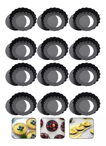 Pack X12 Moldes Tartaleta Desmontable Tarta Individual 8cm 108395-2