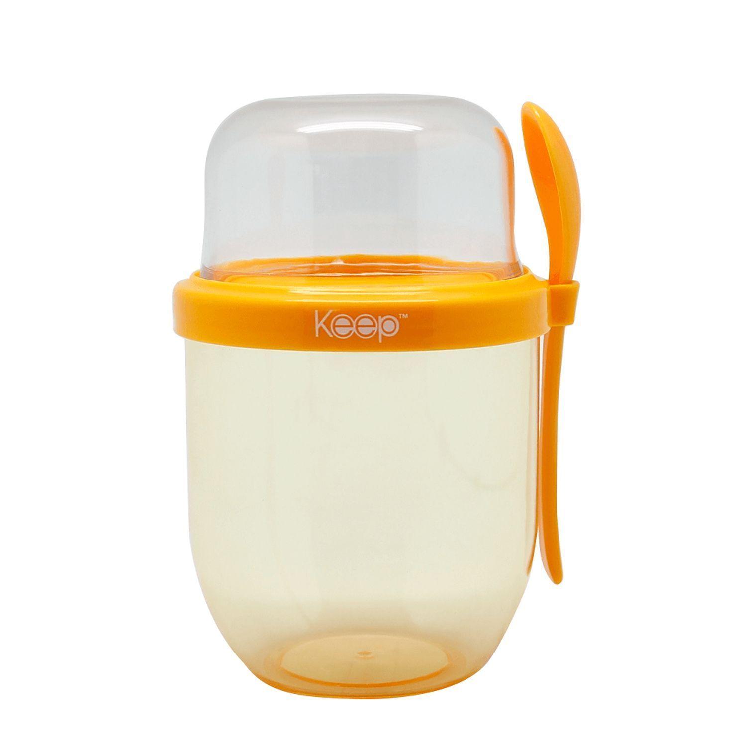 Vaso Para Yogurt Con Cuchara 500 ml Rosado - Keep-4