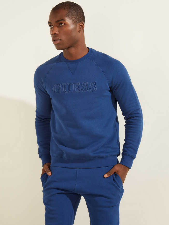 Poleron Guess Aldwin Sweatshirt Crew Neck Azul-0