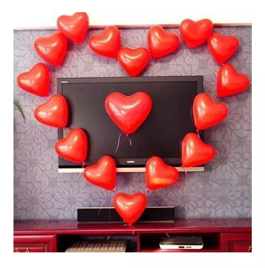 Pack 25 Globos De Corazon Globos De San Valentin Globo Rojo-1