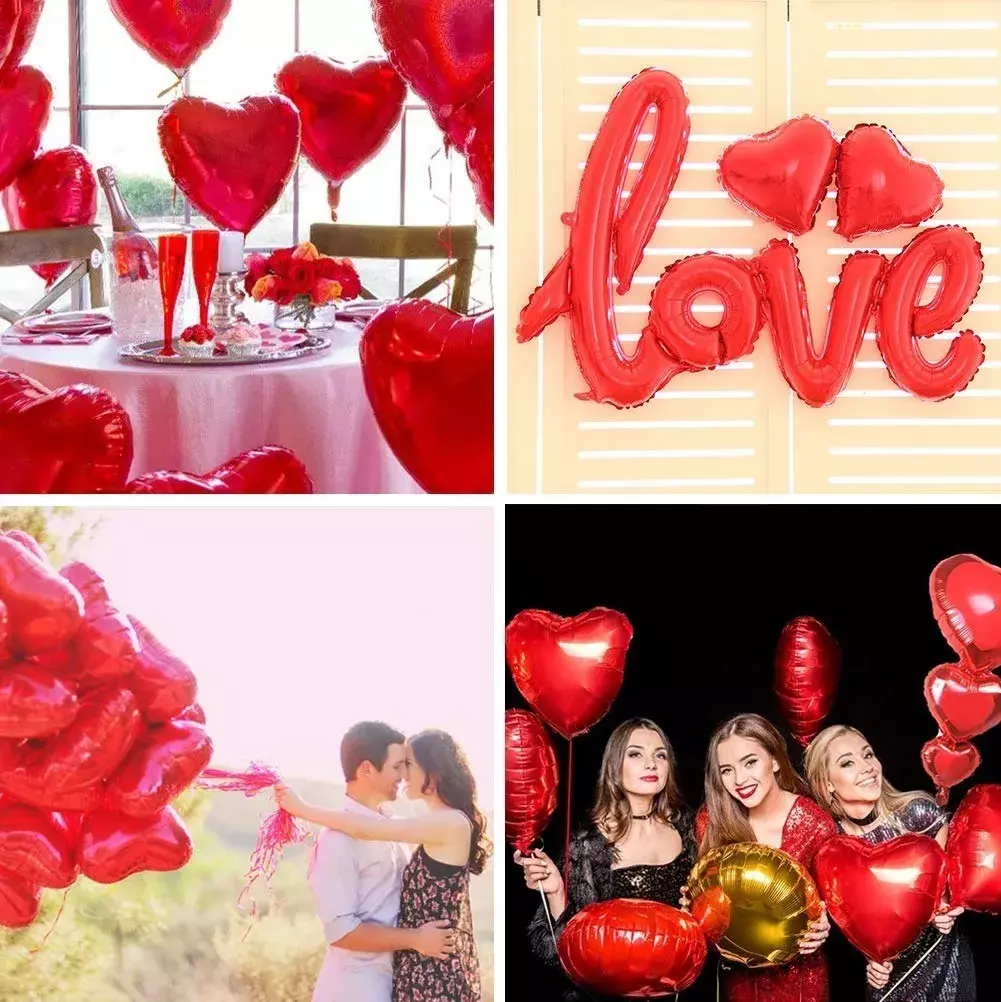 Pack 25 Globos De Corazon Globos De San Valentin Globo Rojo-2