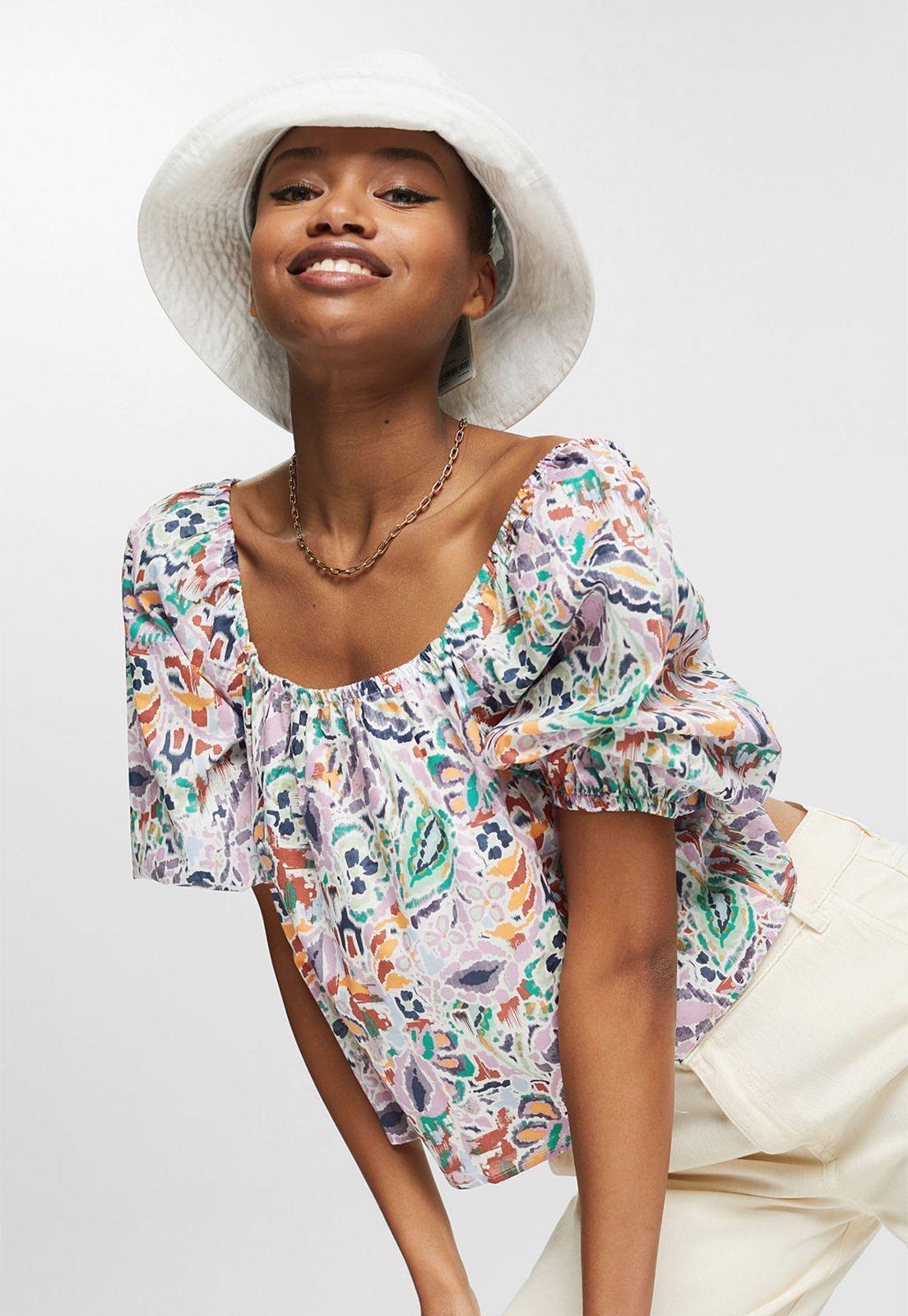 Blusa Estampada Con Escote Cuadrado Esprit-2