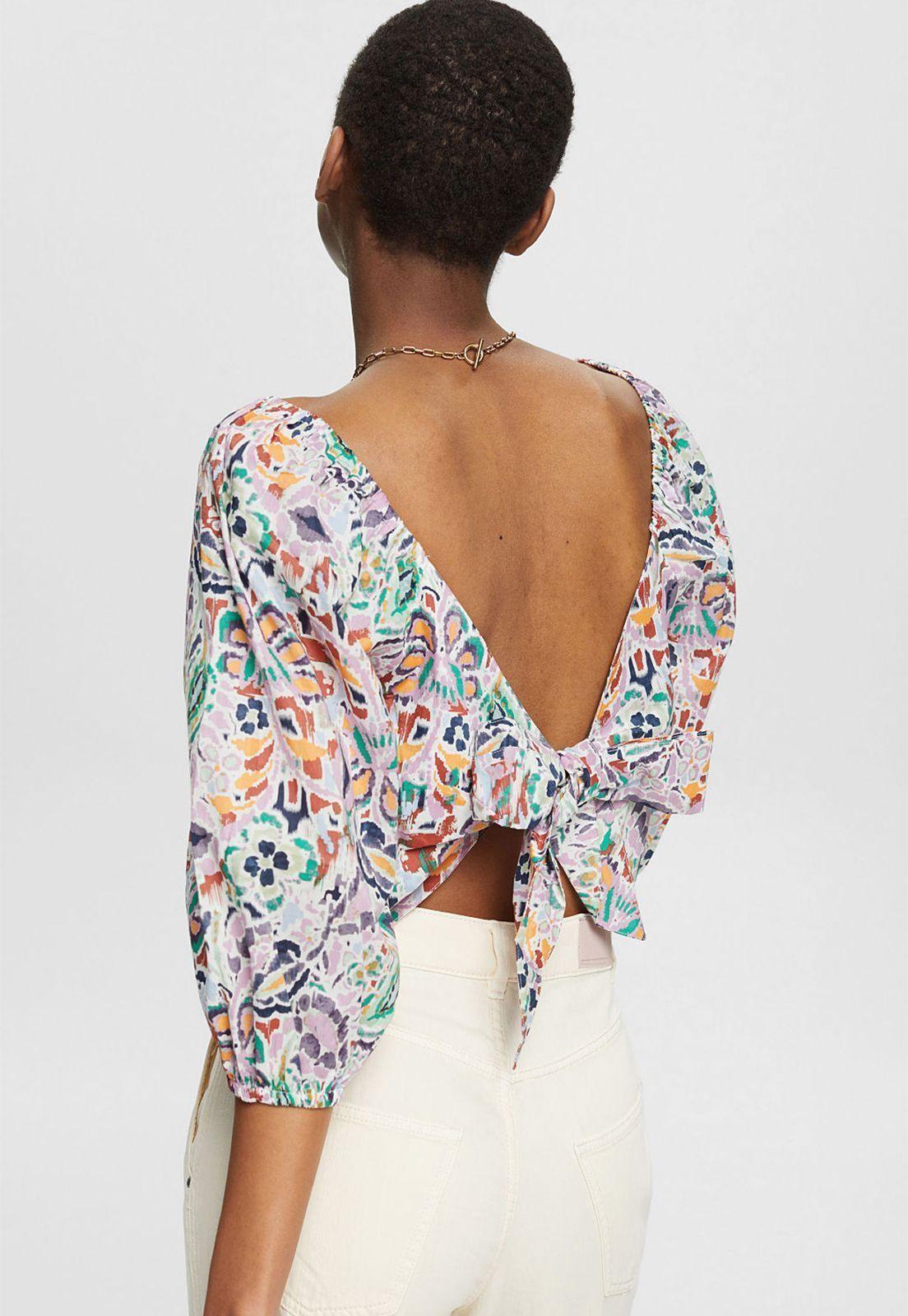 Blusa Estampada Con Escote Cuadrado Esprit-1