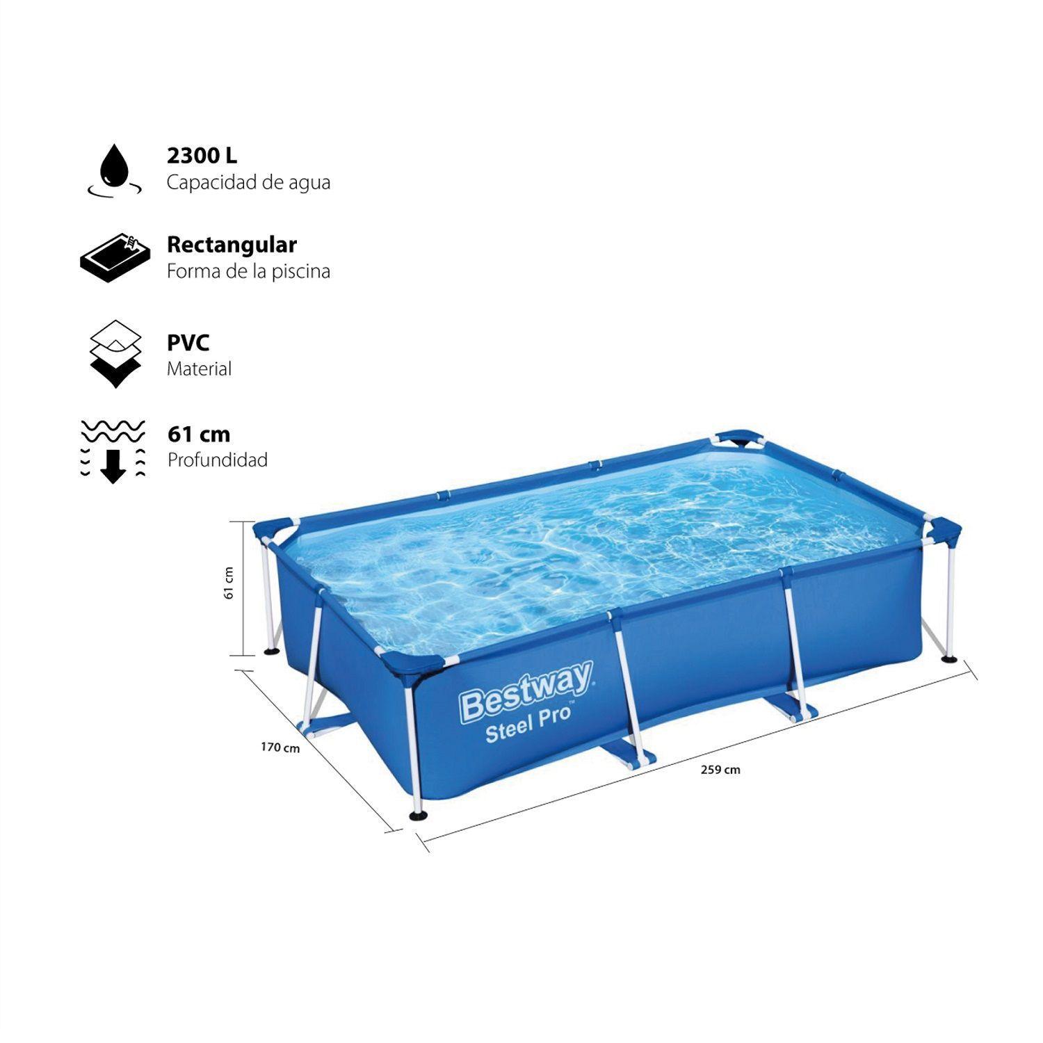 Piscina Rectangular Estructural 2.59 m x 1.70 m x 61 cm Bestway-1