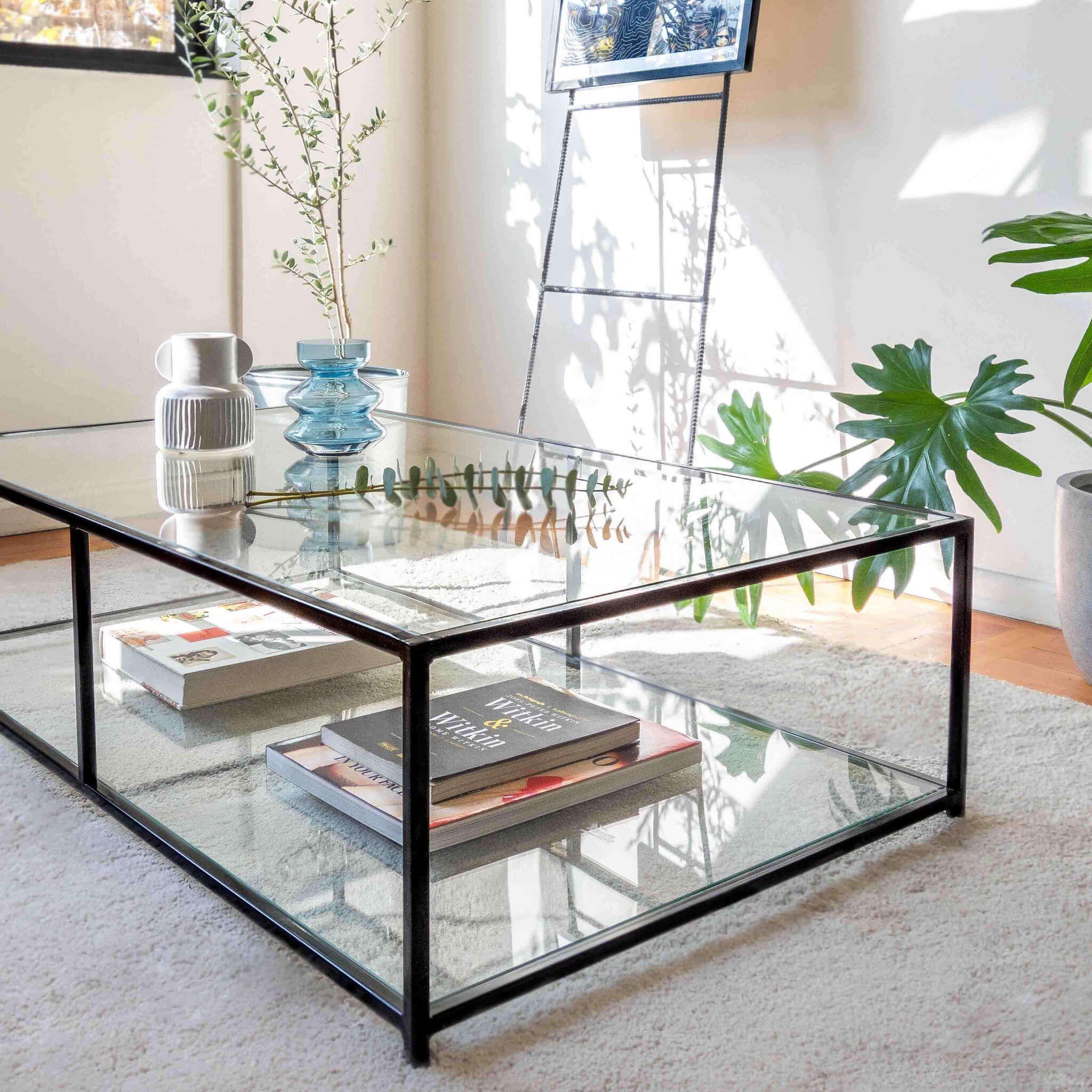 MESA DE CENTRO RECTANGULAR 120 NEGRA DOS NIVELES GLASS-3