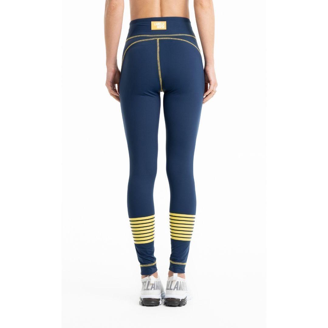 Leggins Azul Con Letras Y Franjas Amarillas-3