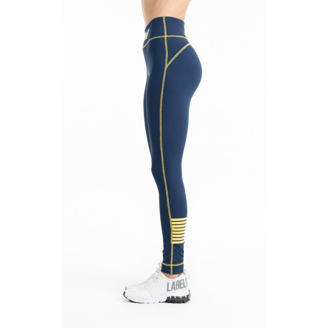 Leggins Azul Con Letras Y Franjas Amarillas-2
