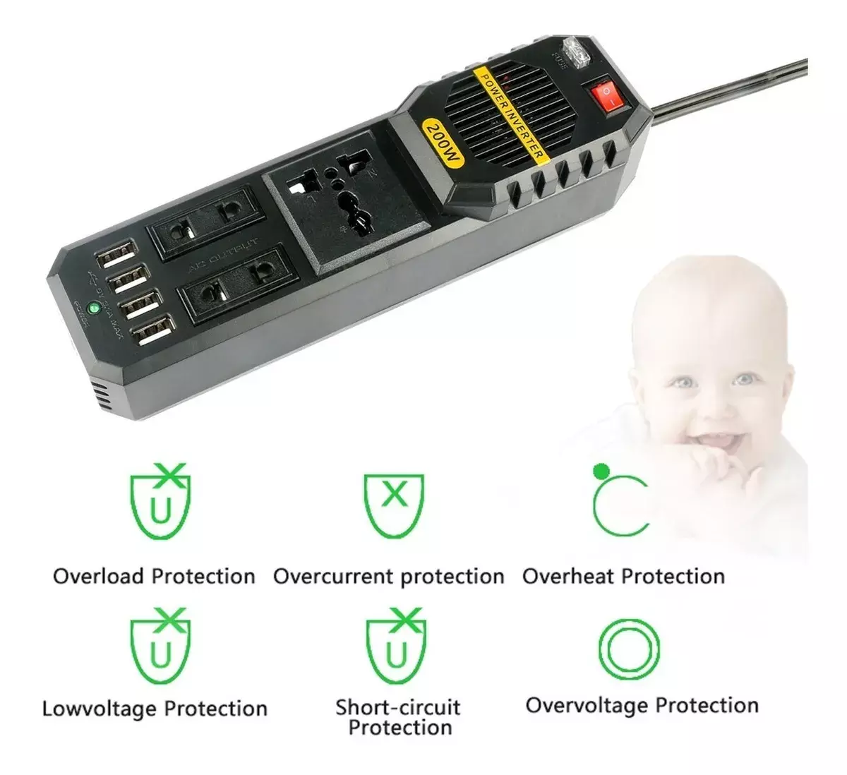 Cargador Inversor Voltaje 12v A 220v / 200 w-7