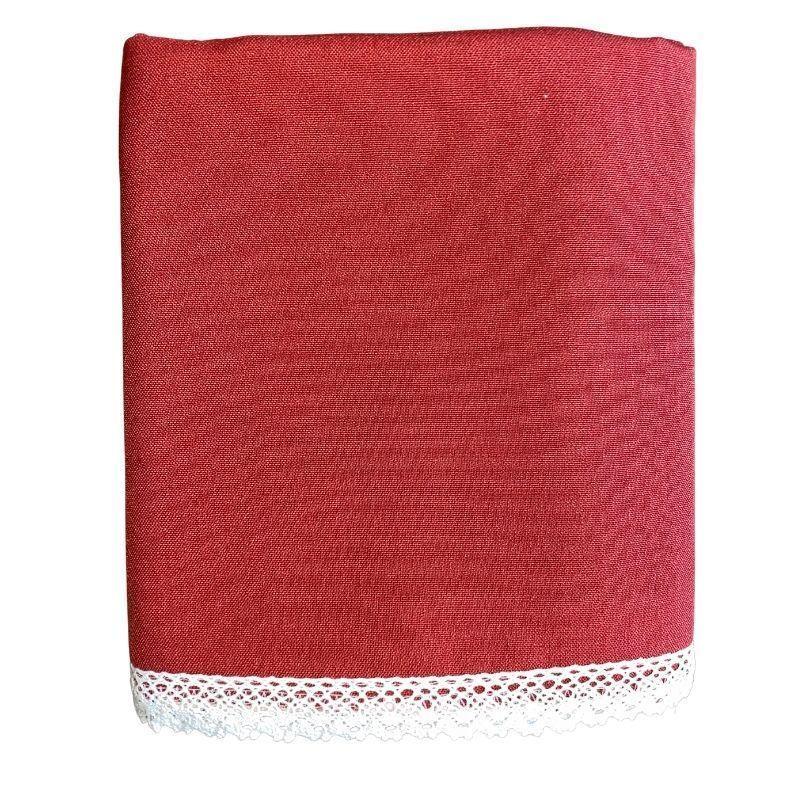 Mantel Rectangular Burdeo con Encaje-0