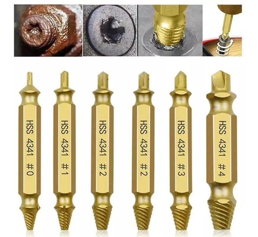 Kit 6 Extractor Remover Tornillos Pernos Rotos Rodados-4