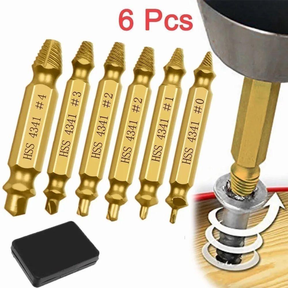 Kit 6 Extractor Remover Tornillos Pernos Rotos Rodados-1