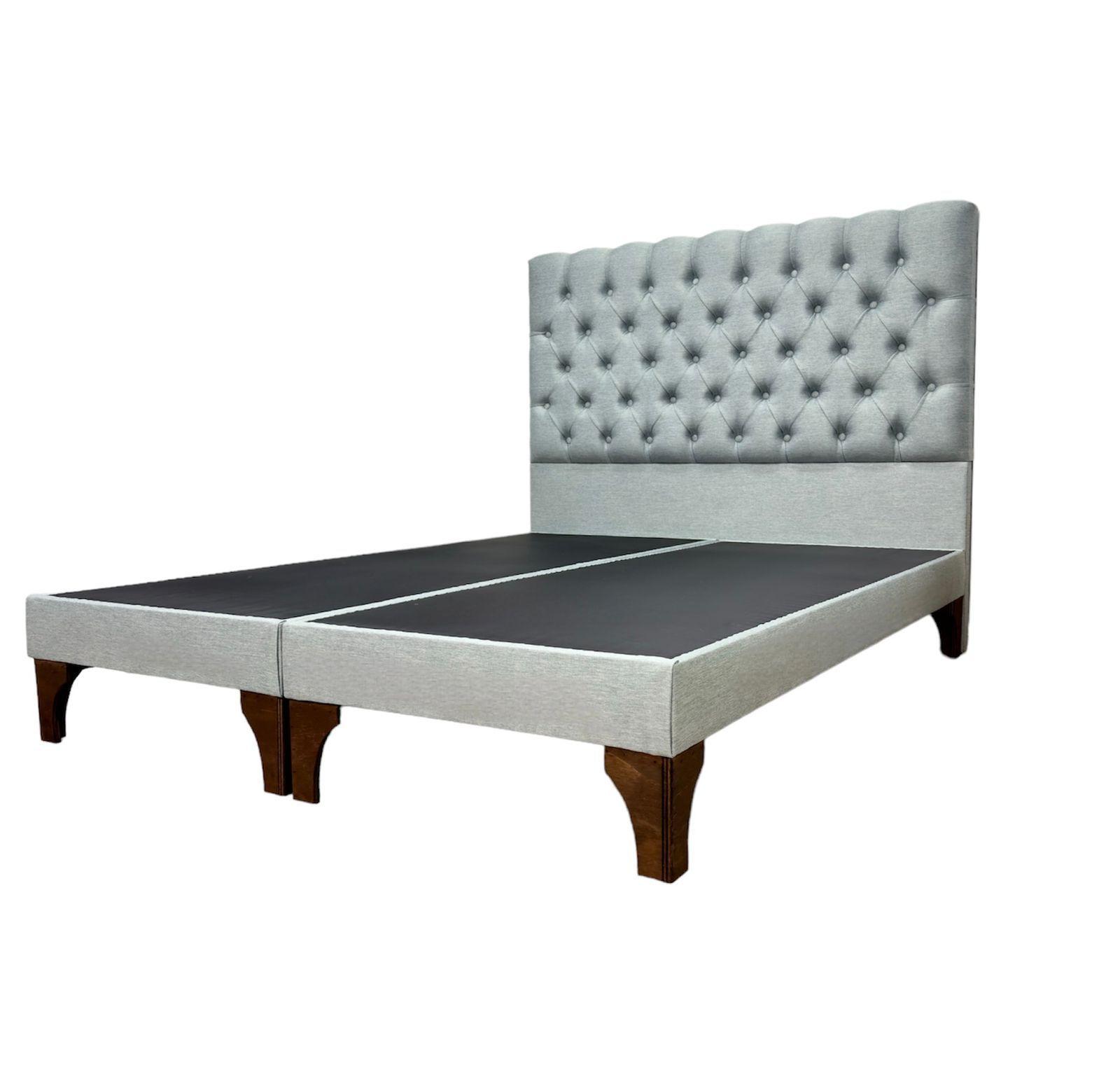 Cama 2 plazas europea con respaldo a piso mas bases divididas-0