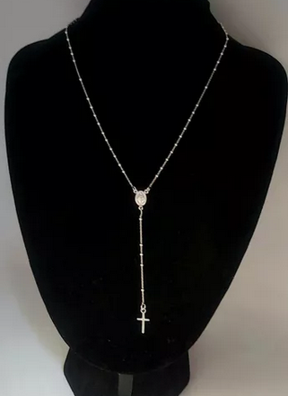 Rosario Mujer Plata Fina Italiana 925 - 45 Cm-3