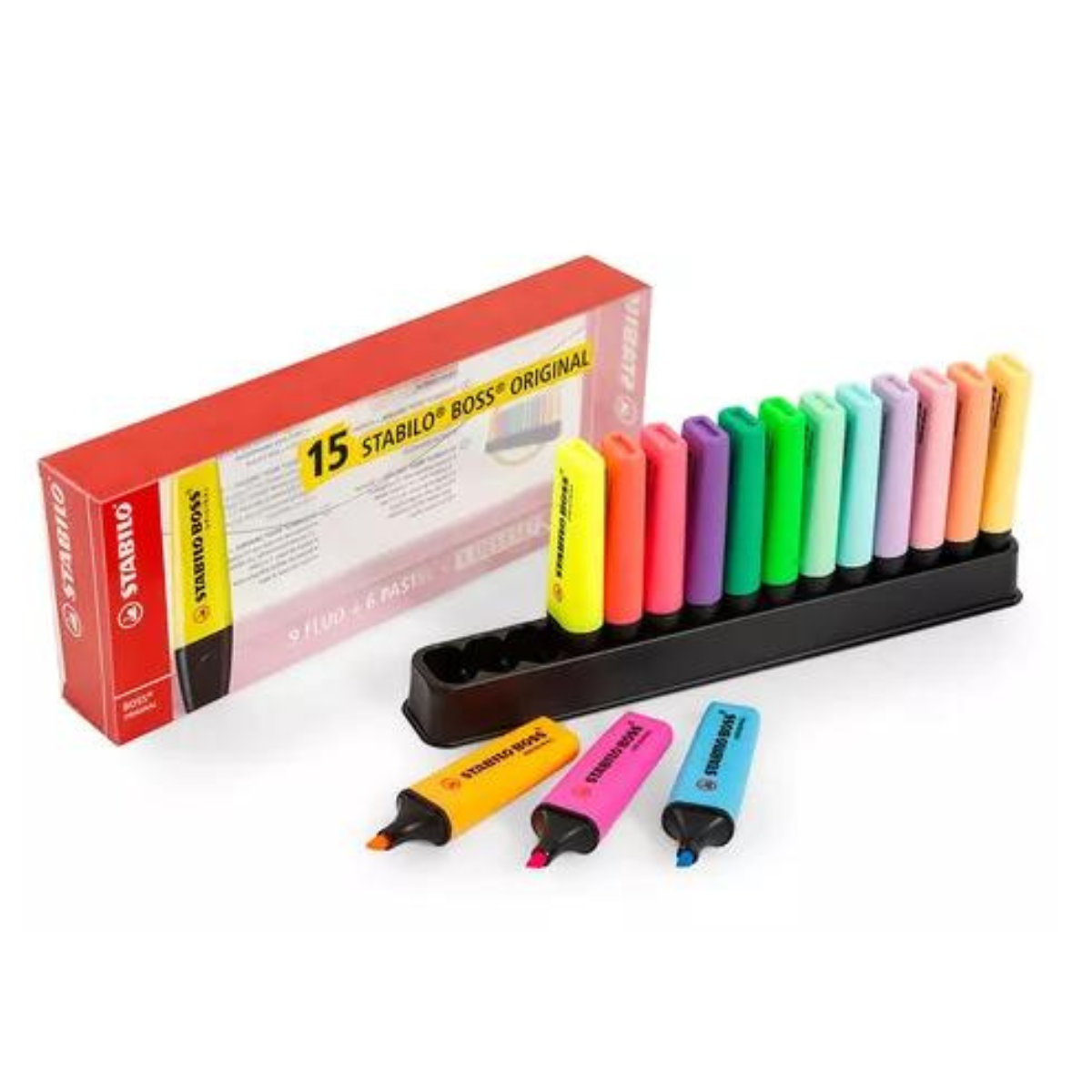 Destacadores Stabilo Boss 15 Colores + Base-1