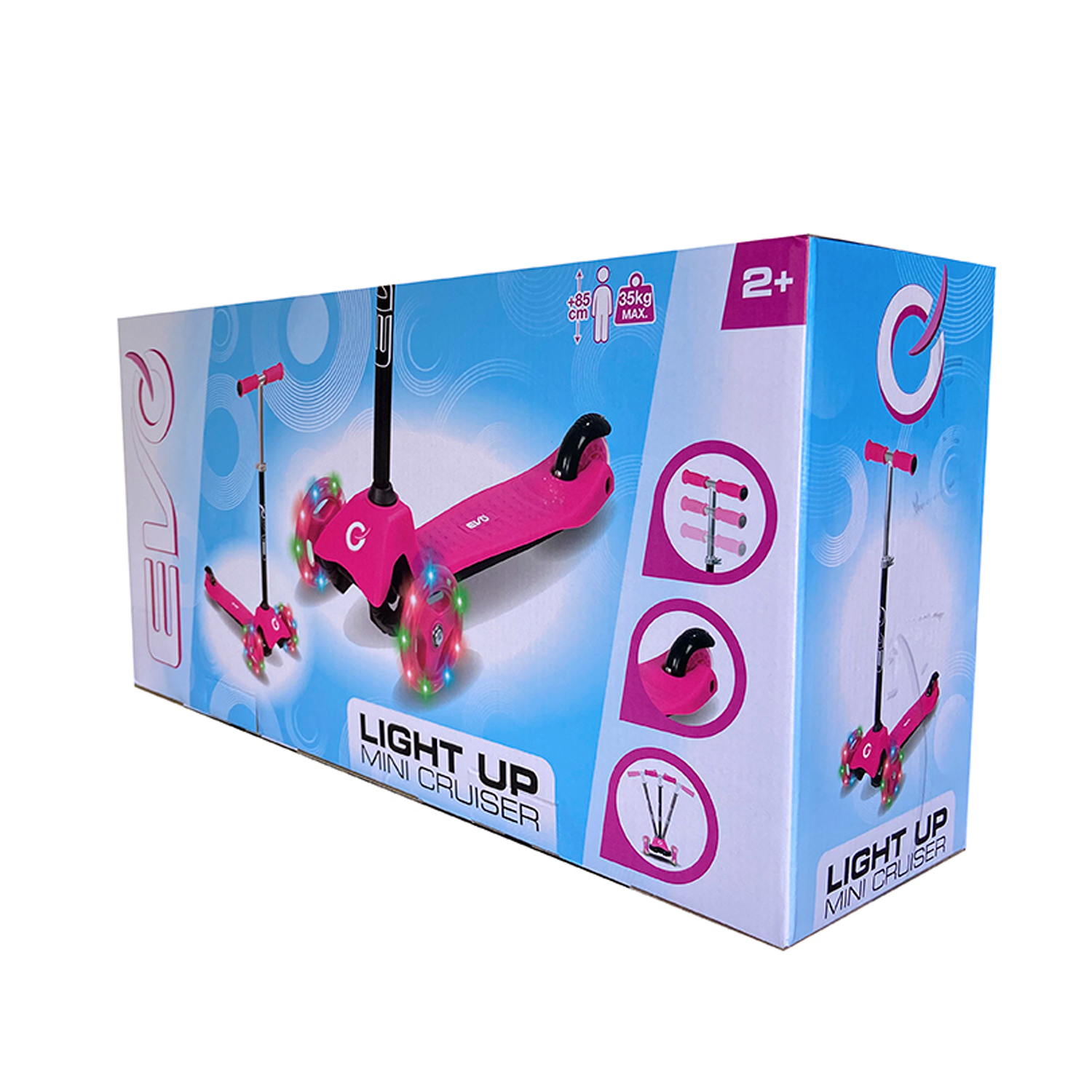 Scooter/Monopatín Tres Ruedas Con Luces Evo "Light Up" Rosado-2