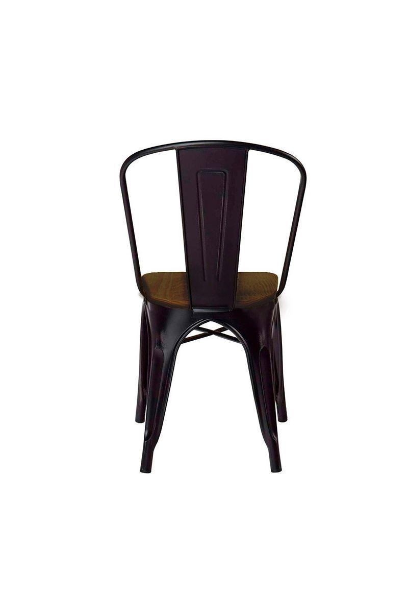 Pack 5 Silla Tolix Vintage con Asiento de Madera - Negro-4