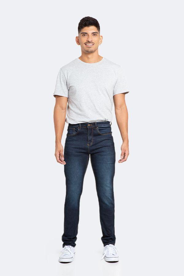 Jeans Hombre Slim Azul Focalizado Medio-1