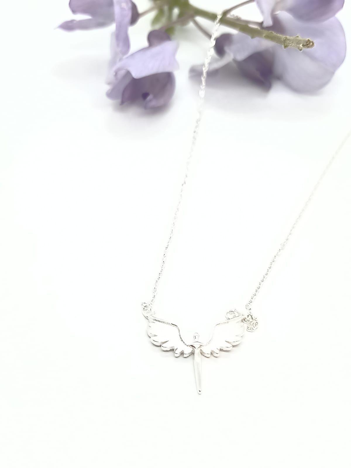 Colgante Alas Angel Plata 925 Paz Amor Chapado Oro Blanco-4