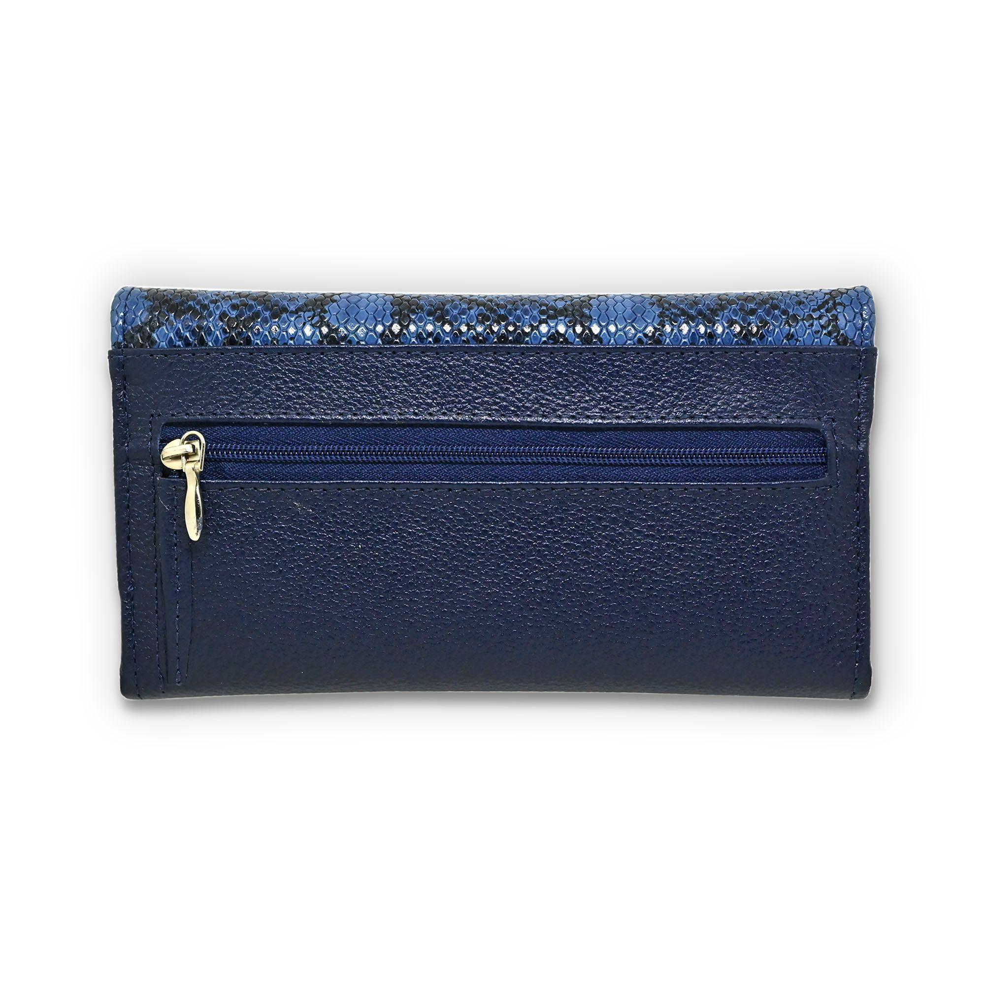 Billetera 100% Cuero Natural Genuino, Azul-3