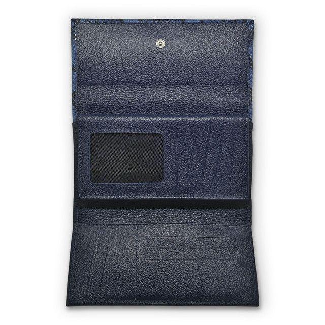 Billetera 100% Cuero Natural Genuino, Azul-2