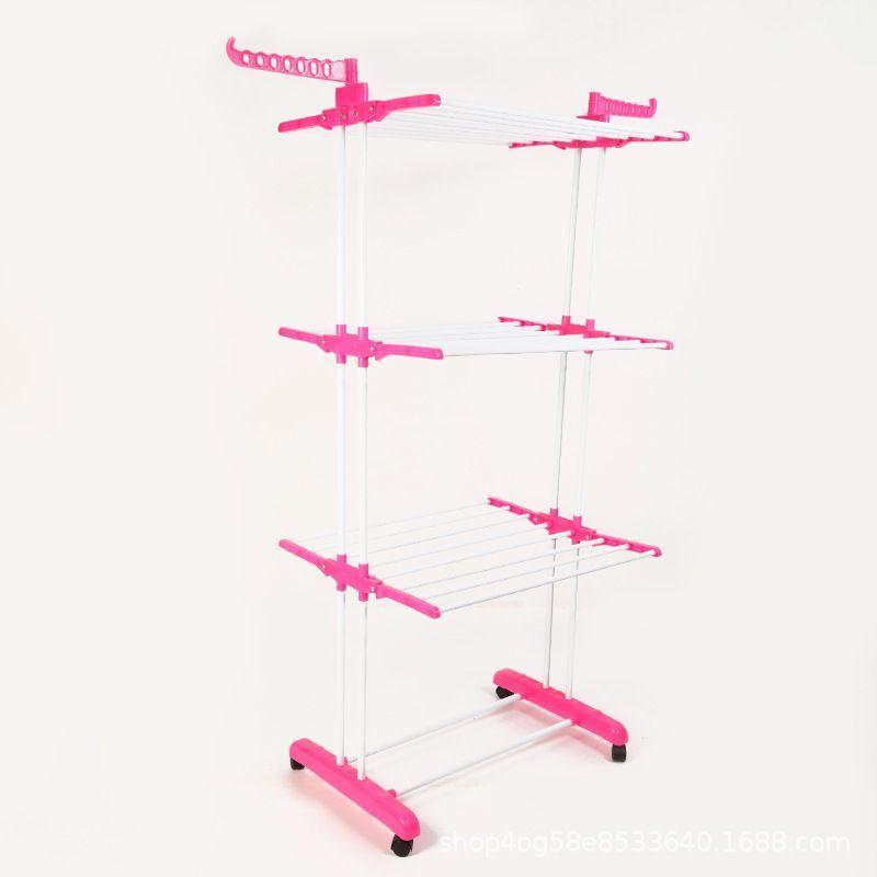 Tendedero Ropa Colgador Pechero Plegable 3 Niveles Rosado-2