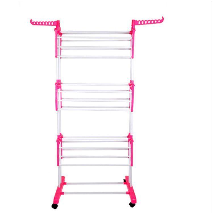 Tendedero Ropa Colgador Pechero Plegable 3 Niveles Rosado-0