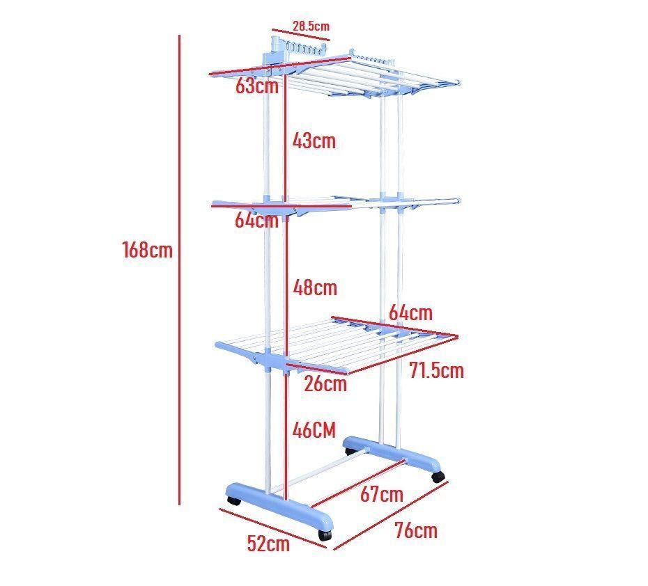 Tendedero Ropa Colgador Pechero Plegable 3 Niveles Rosado-5