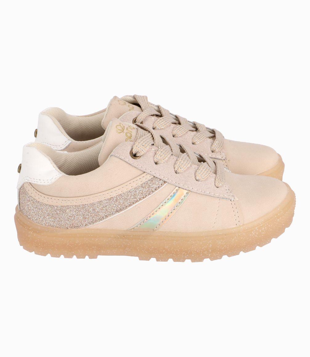 Zapatilla Con Glitter Niña Beige Limonada-1