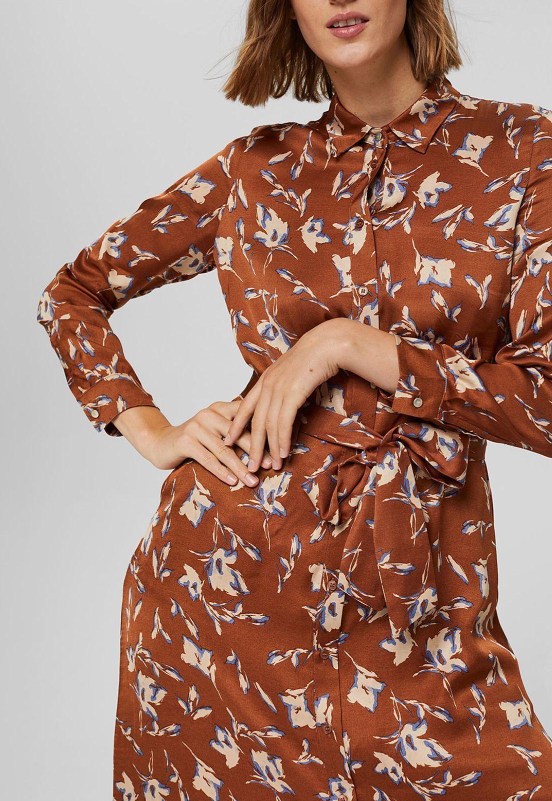 Vestido Midi Manga Larga Estampado Esprit-2