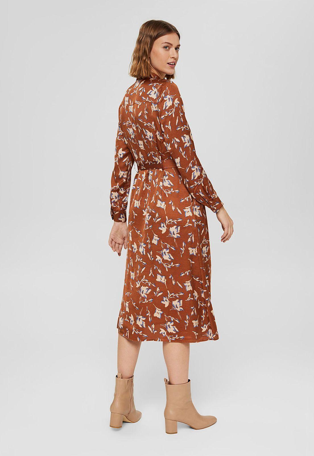 Vestido Midi Manga Larga Estampado Esprit-1