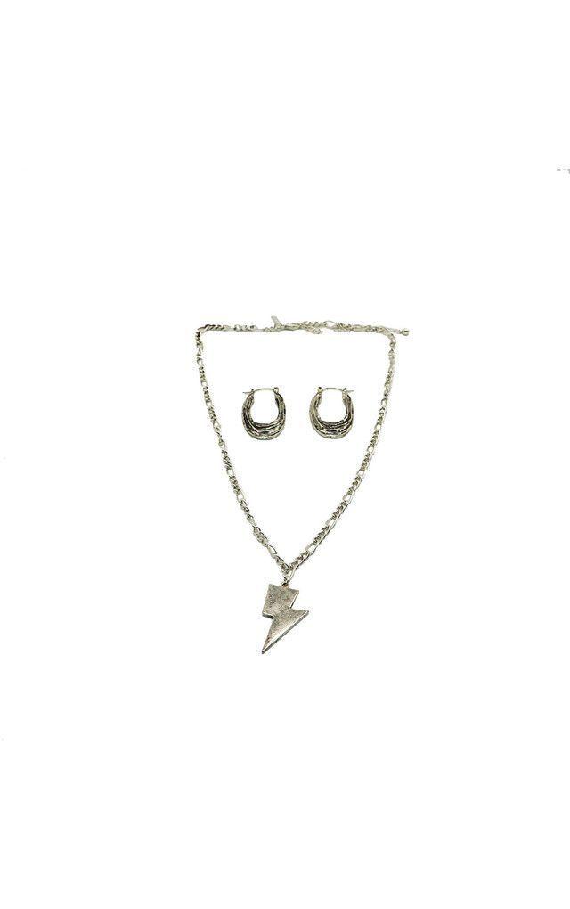 Collar + Aros Lightning Plateado Humana-0