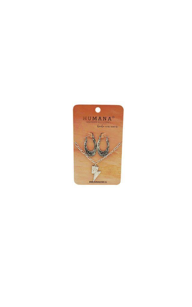 Collar + Aros Lightning Plateado Humana-1