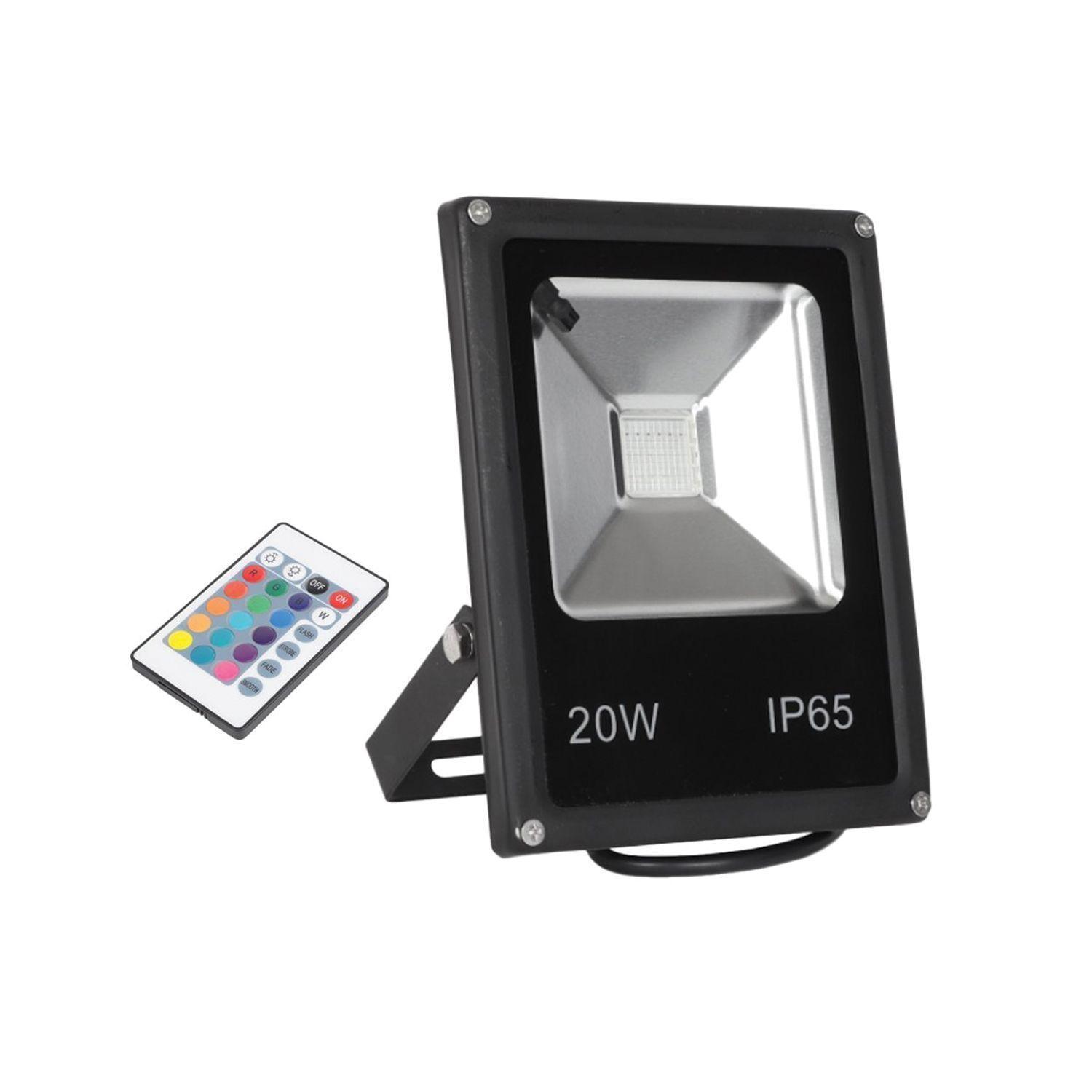 Foco Proyector de Área LED 20W RGB Con Control Remoto-2