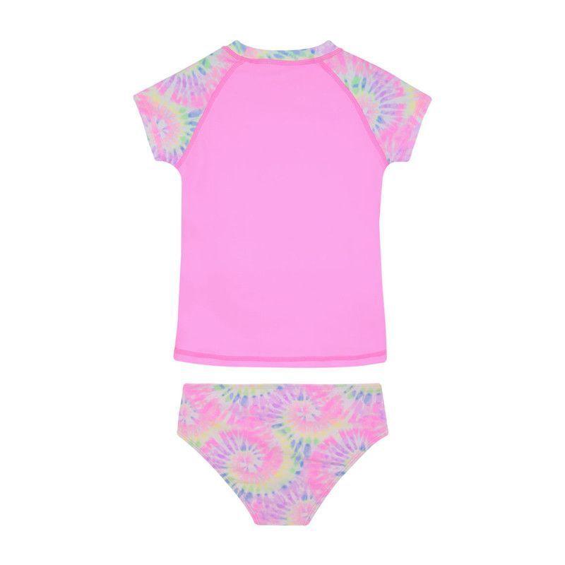 Traje de Baño Tankini UV30+ Top Polera M/Corta para Niña Fucsia-1