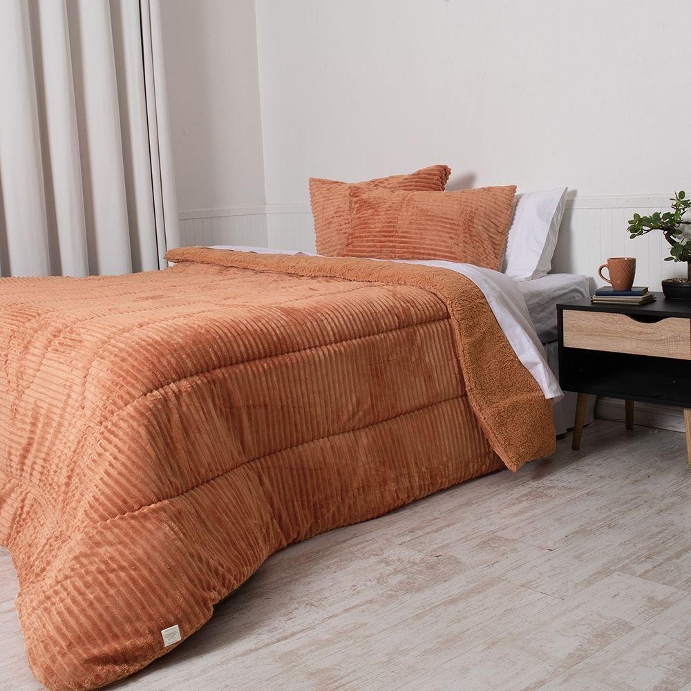 Plumon Corduroy Coral Sherpa King Terracota-2