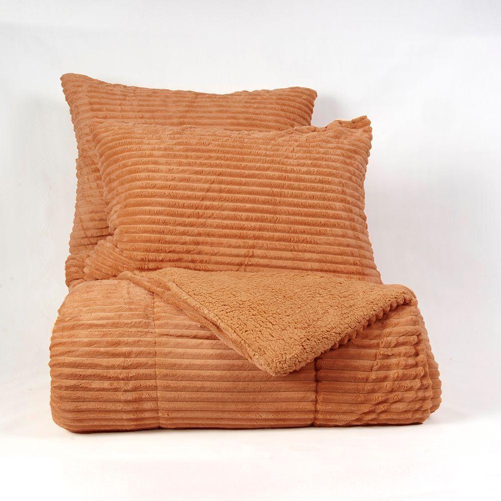 Plumon Corduroy Coral Sherpa King Terracota-4