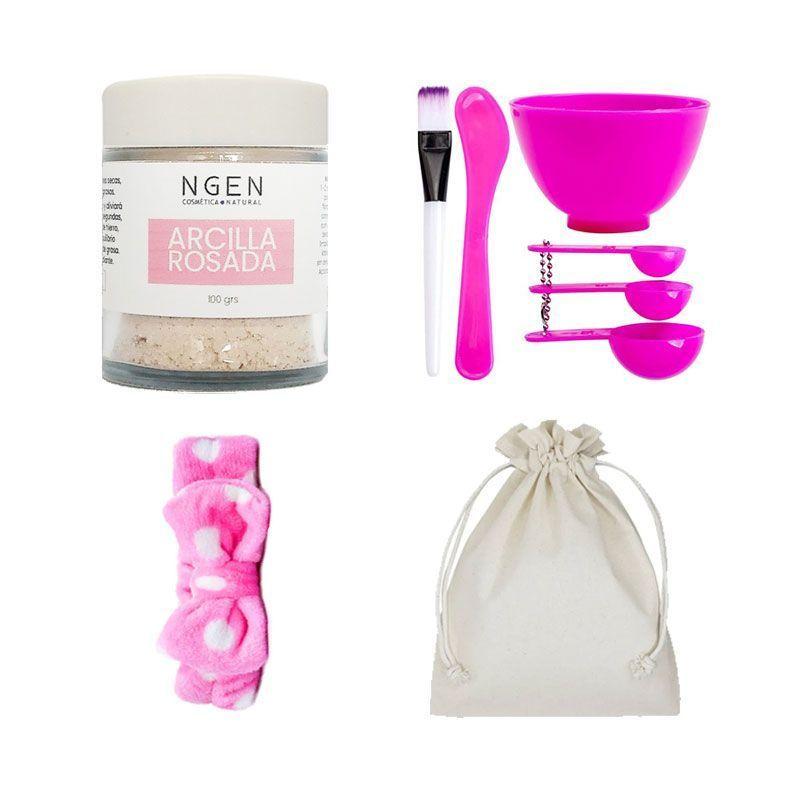 Set Mascarilla Arcilla Rosada + Bowl + Cintillo + Saquito-0