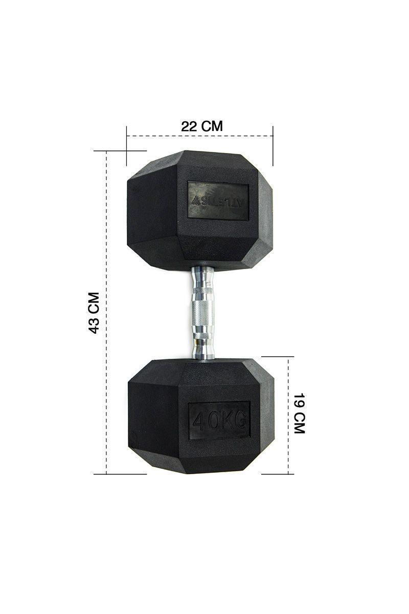 Pack de 2 Mancuernas Hexagonales 40 Kg Negro-2