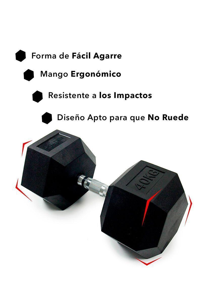 Pack de 2 Mancuernas Hexagonales 40 Kg Negro-4