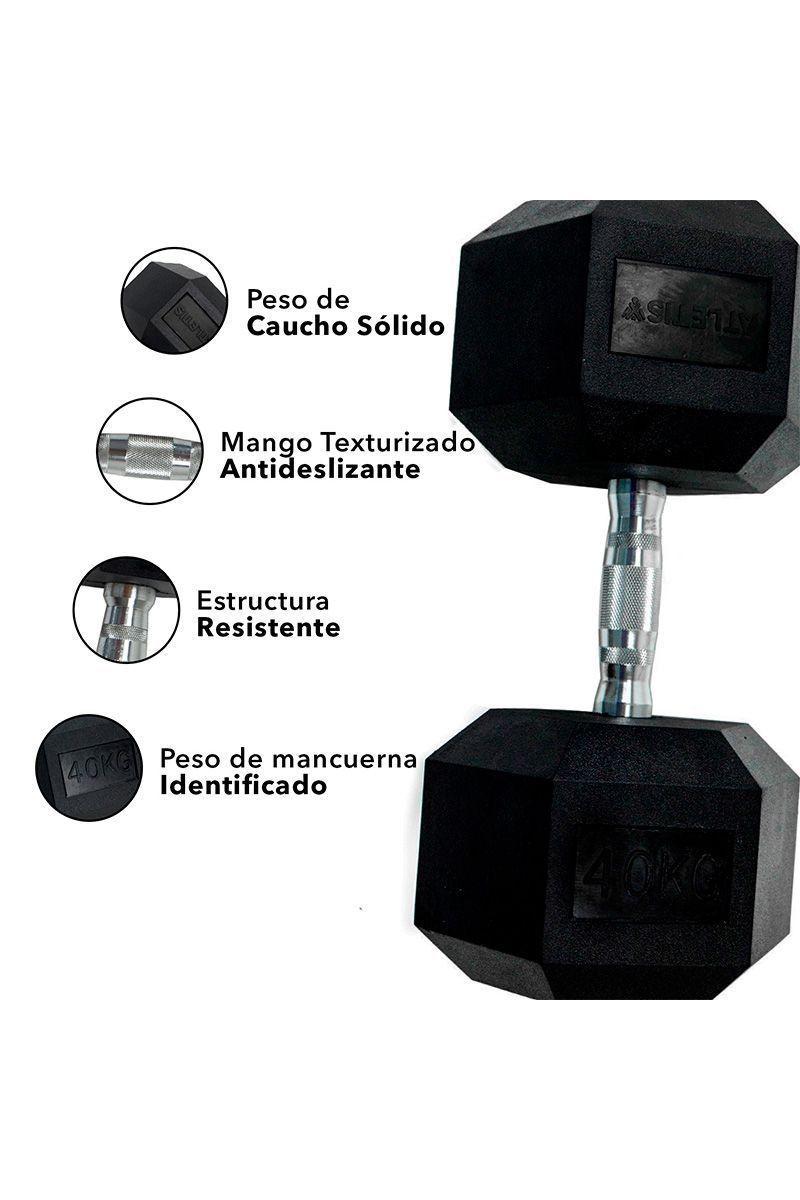 Pack de 2 Mancuernas Hexagonales 40 Kg Negro-3