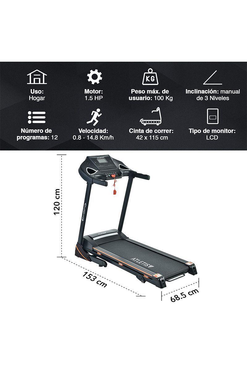 Trotadora Atletis Fit B8215 MP3 USB Negro-2