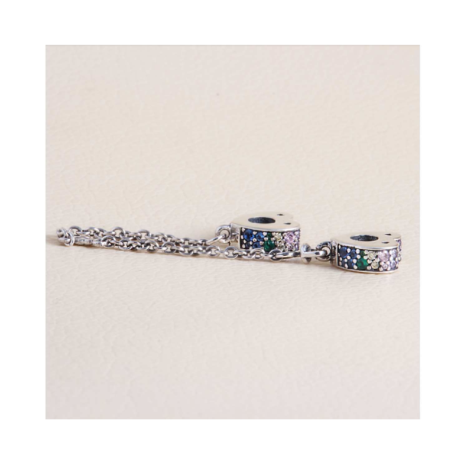 Charm Cadena Corazones en Plata Fina 925-2