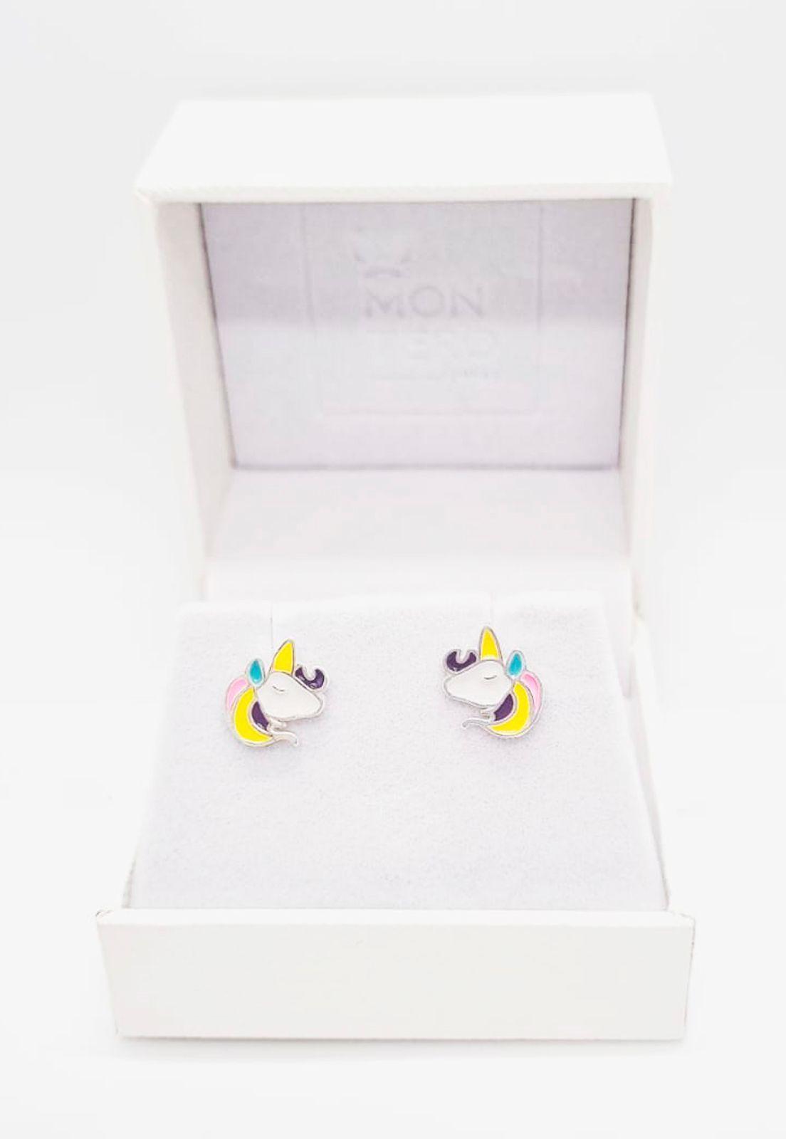 Aros Niña Unicornio Plata Italiana 925-3