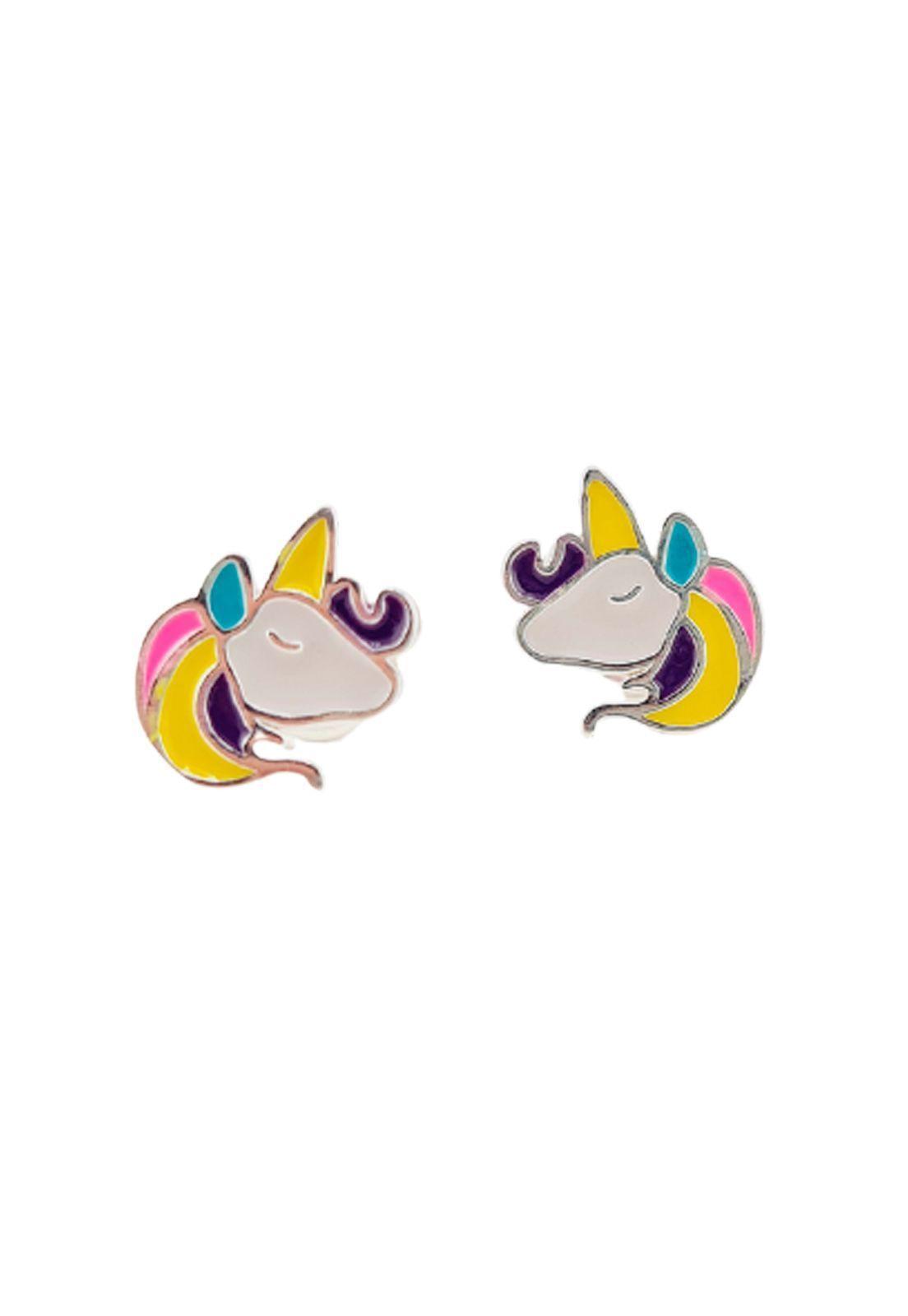 Aros Niña Unicornio Plata Italiana 925-0