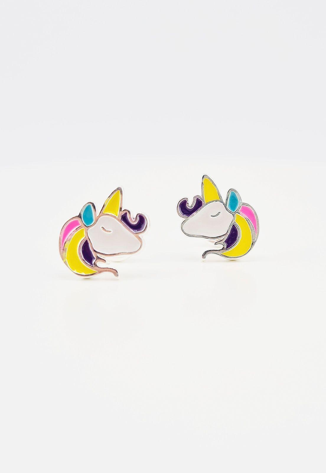 Aros Niña Unicornio Plata Italiana 925-1