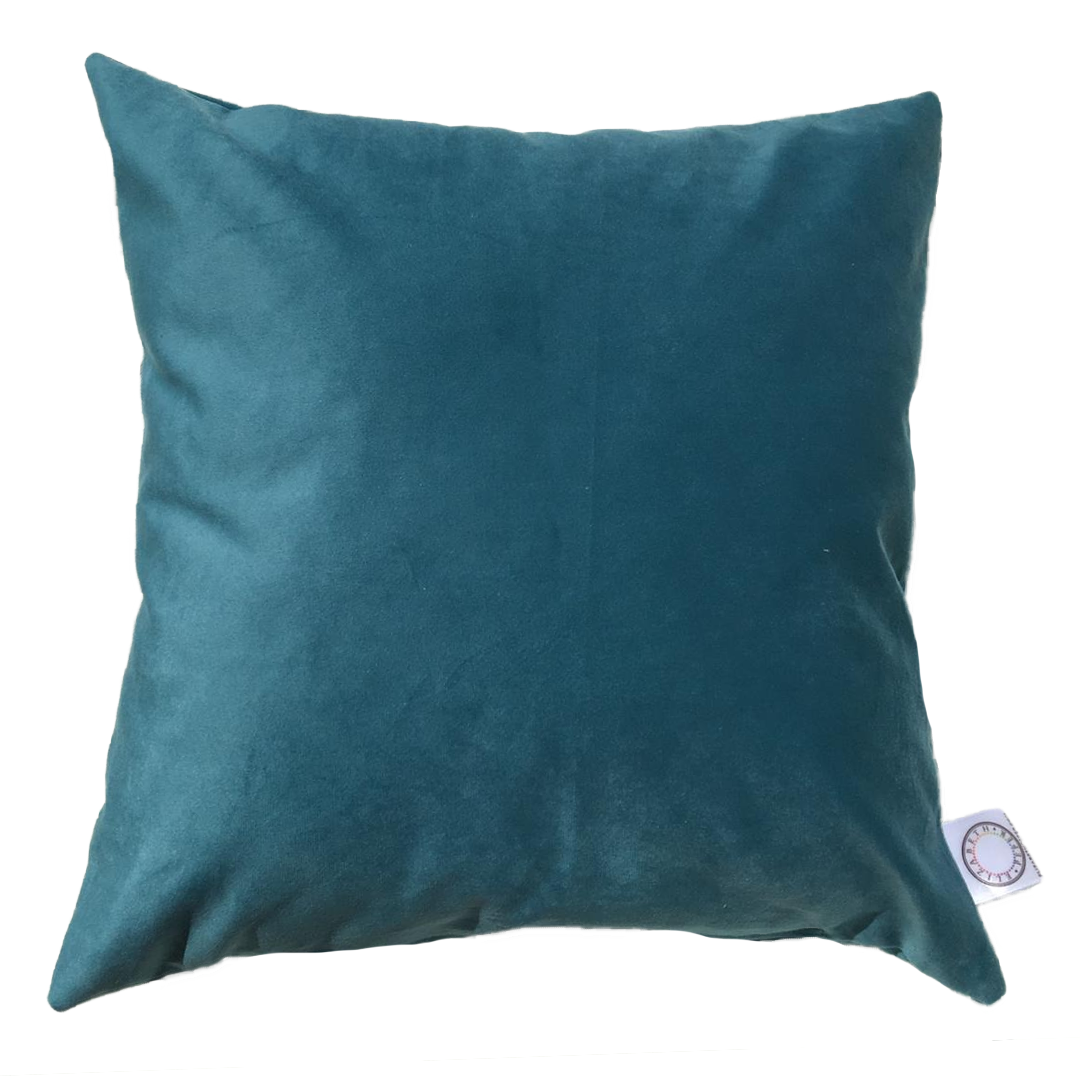 FUNDA COJIN DECORATIVO DISEÑO CAFÉ OSCURO CON AVES TURQUESA 45X45-1