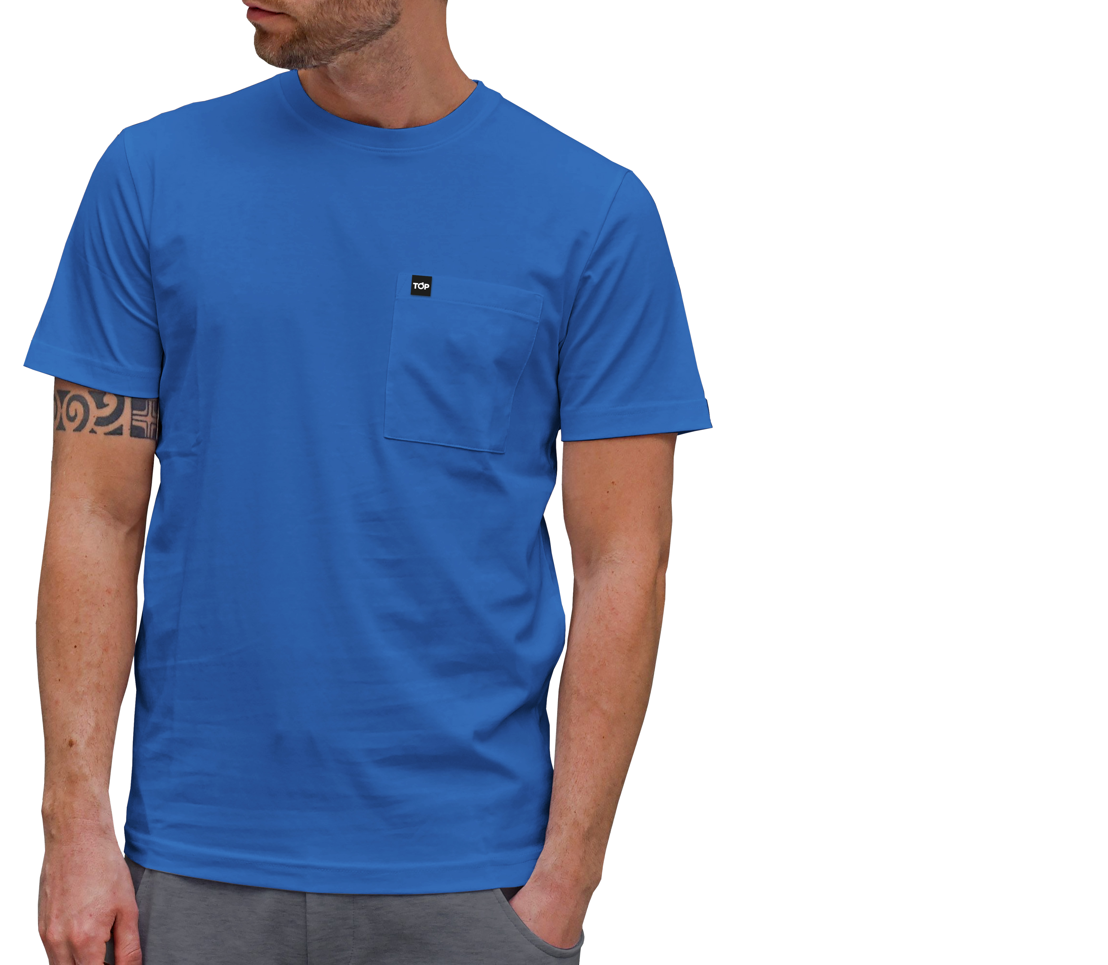 Polera Algodón Hombre Azul TOP-0